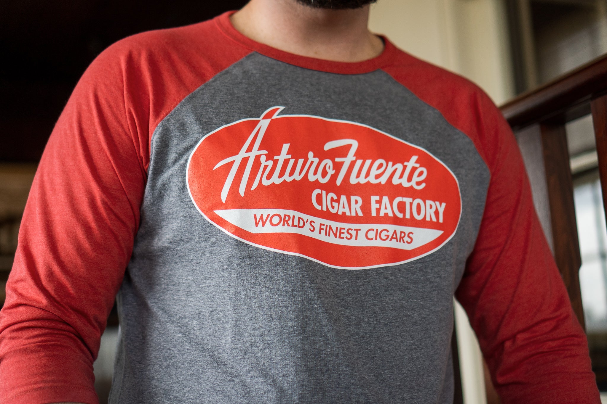 Arturo Fuente Cigar Factory Old School Baseball Tee Red/Gray