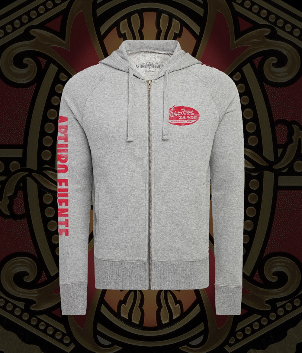 Arturo Fuente Cigar Factory Cannon Gray Unisex French Terry Zip Hoodie Jacket