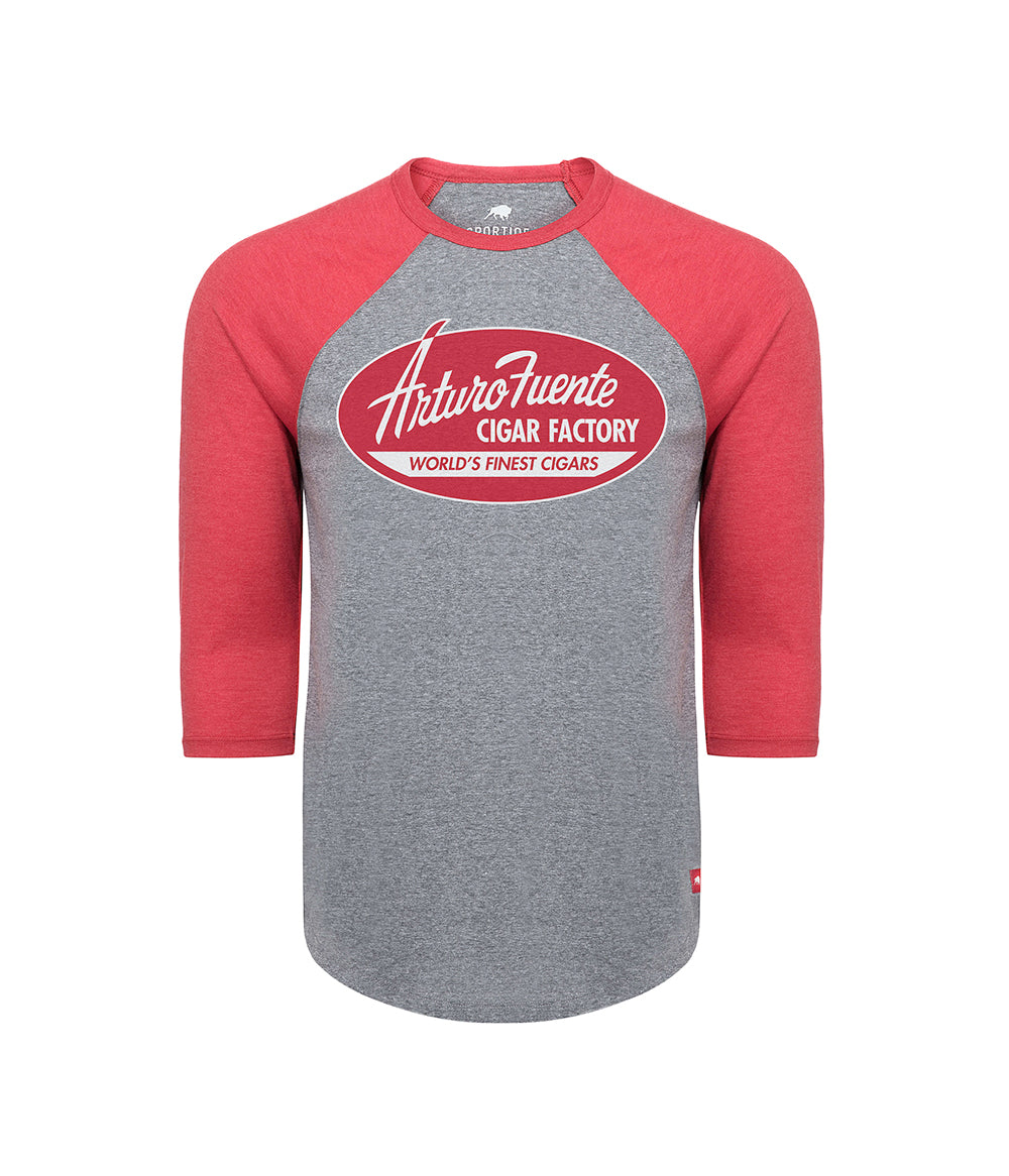 Arturo Fuente Cigar Factory Old School Baseball Tee Red/Gray